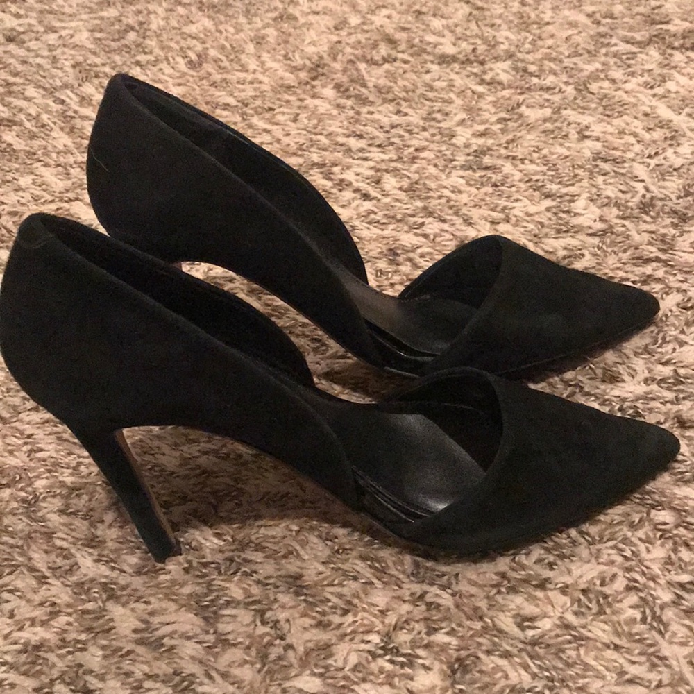 Black suede pumps